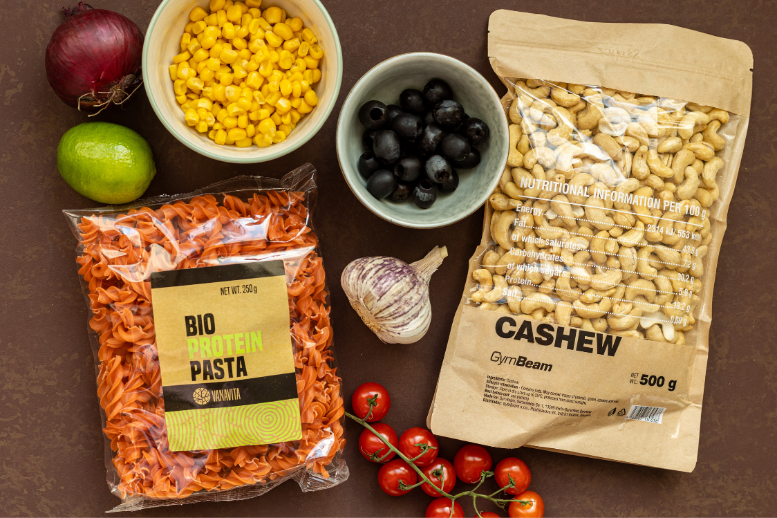 Σαλάτα ζυμαρικών με dressing από κάσιους - συστατικά Σαλάτα ζυμαρικών με dressing από κάσιους - συστατικά