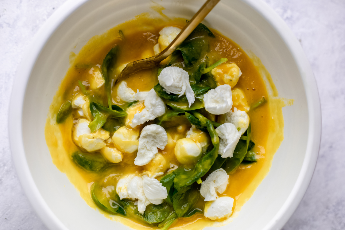 Quiche κολοκύθας με σπανάκι και μοτσαρέλα – εκτέλεση