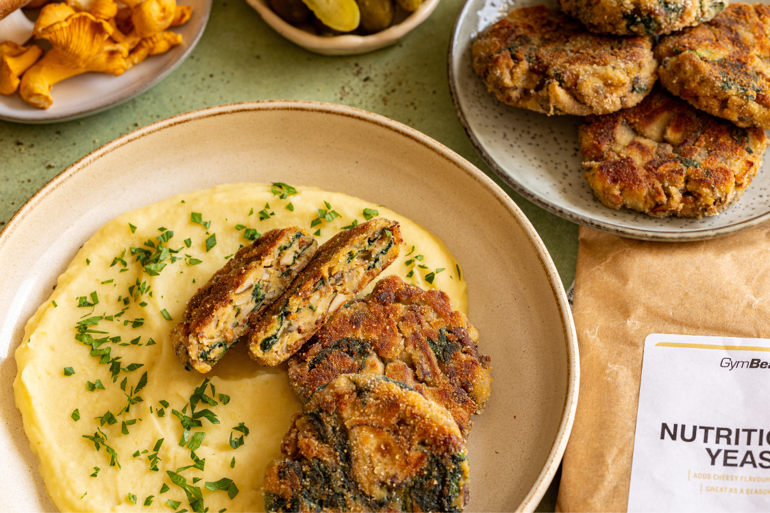 Μπιφτέκια μανιταριών με σπανάκι baby