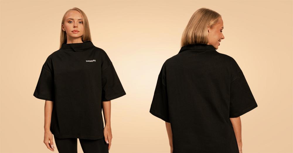 Women‘s Bliss Oversized Top Black - BeastPink	