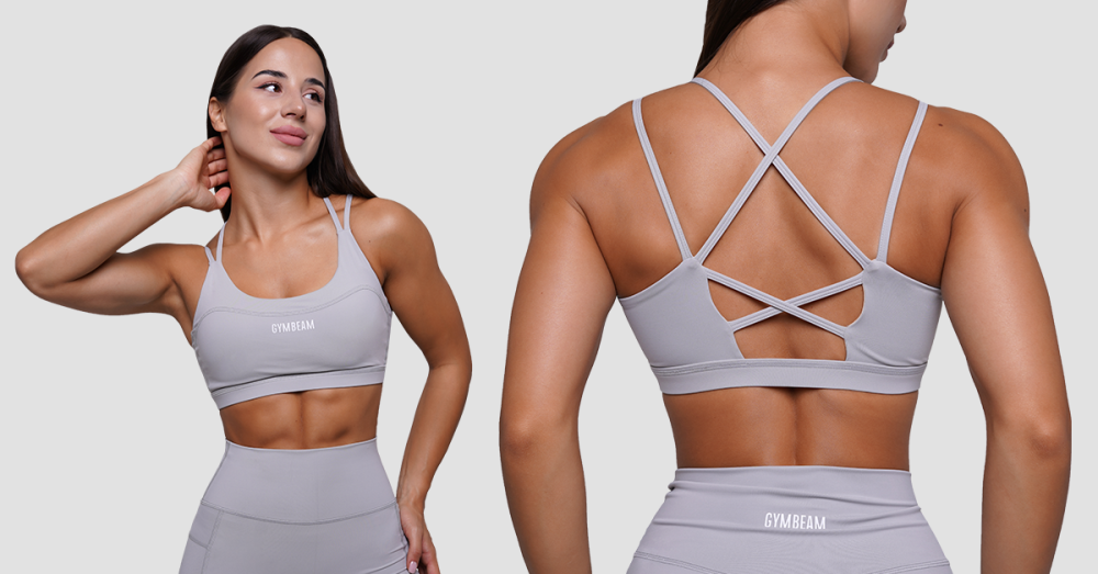 FIT Mist Grey Sports Bra - GymBeam