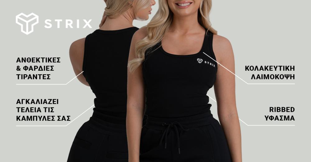 Γυναικείο Ribbed Tank Top Black - STRIX