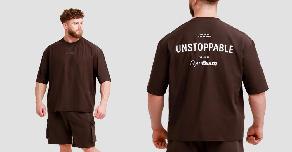 Unstoppable Oversized T-Shirt Brown - GymBeam