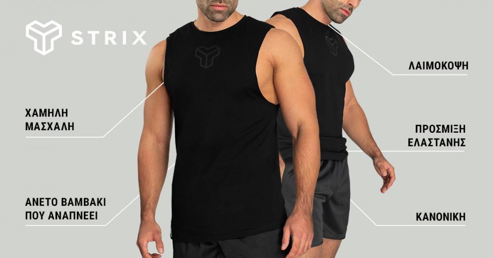 Essential Cut-Off Tank Top Black - STRIX