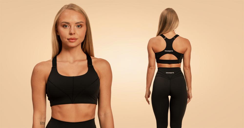 Sense Black Sports Bra - BeastPink