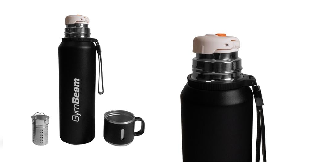 Steel Vacuum Flask Black 1000 ml - GymBeam