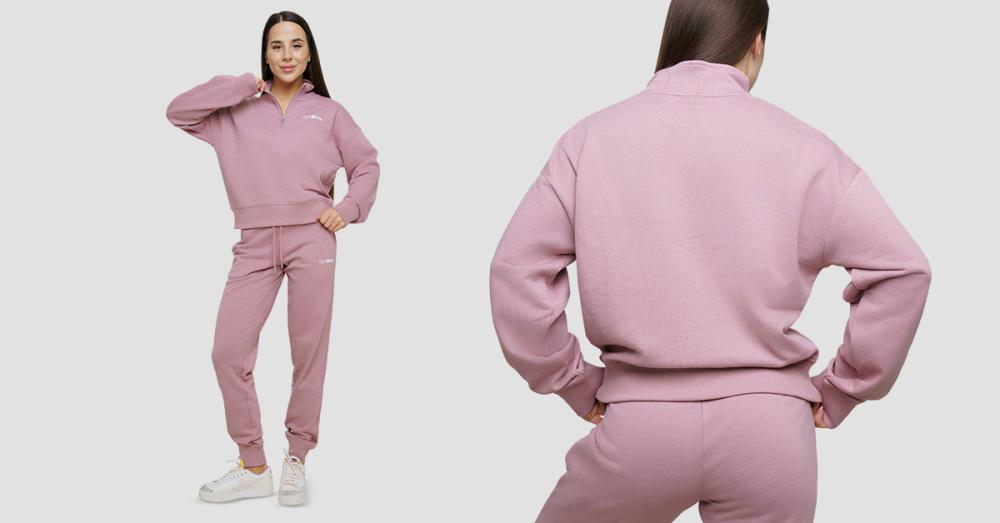 Women‘s Agile 1/2 Zip Jumper Woodrose - GymBeam