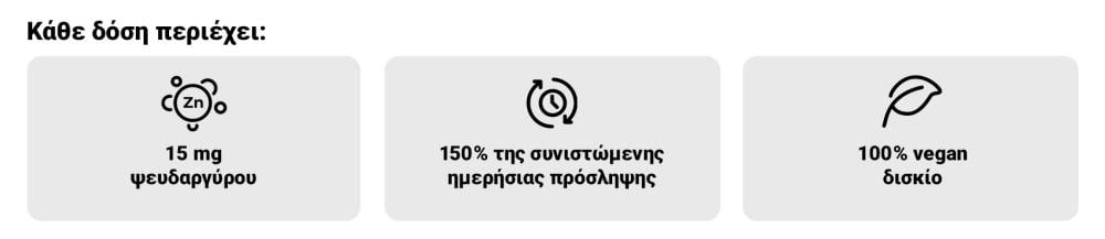 Τι περιέχει ο Ψευδάργυρος - GymBeam σε μία δόση