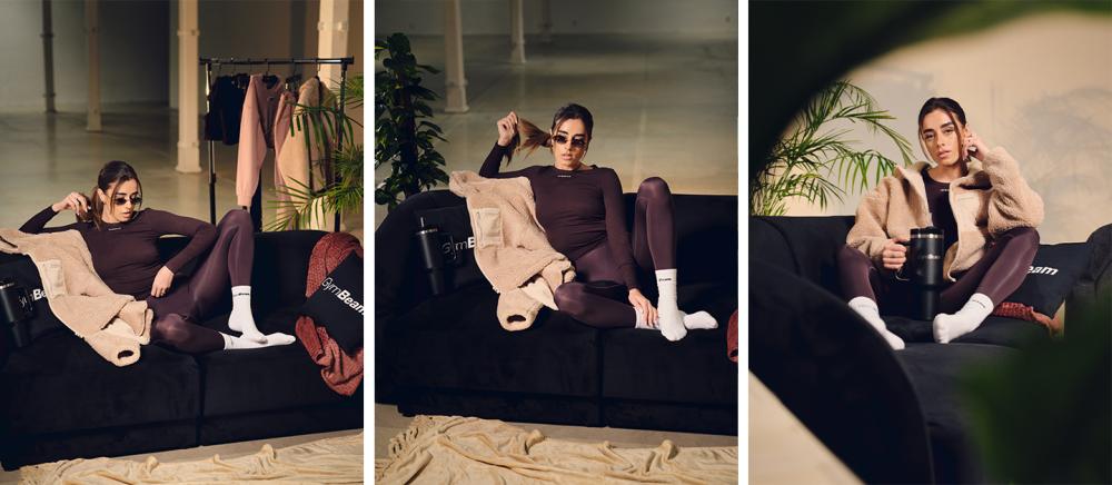 Women's Aura Leggings Tee Brown - GymBeam