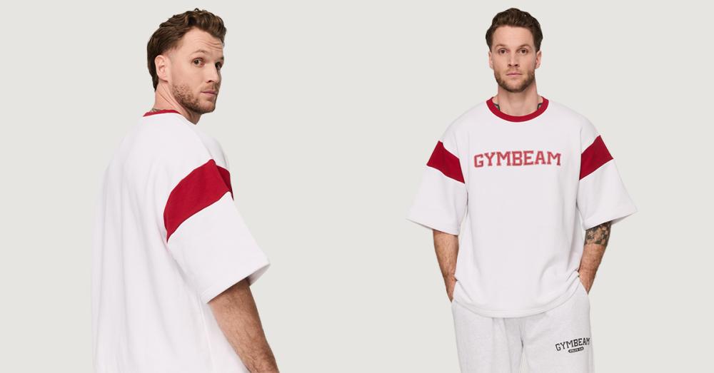 Premium Heavyweight Varsity T-Shirt Λευκό  - GymBeam