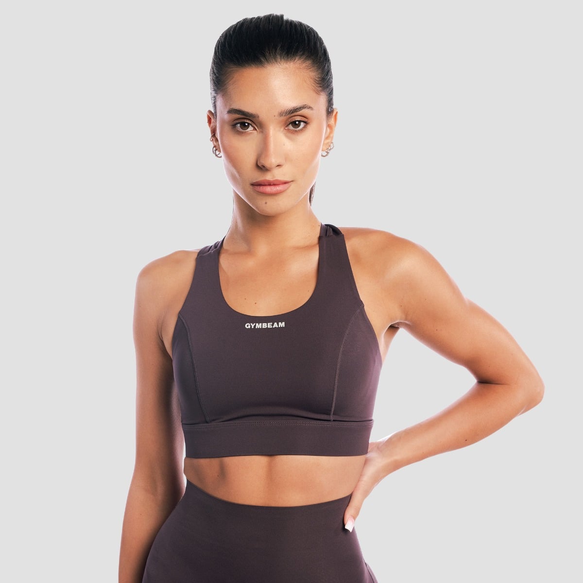 Aura Sports Bra Tee Brown - GymBeam