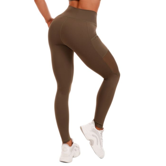 Γυναικείο Κολάν Mesh Panel Olive – GymBeam L