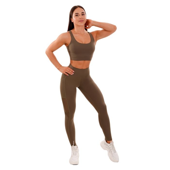 Γυναικείο Κολάν Mesh Panel Olive – GymBeam L