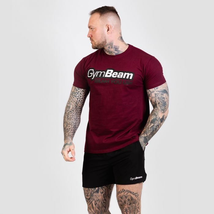 Beam Ανδρικό T-shirt Burgundy - GymBeam L