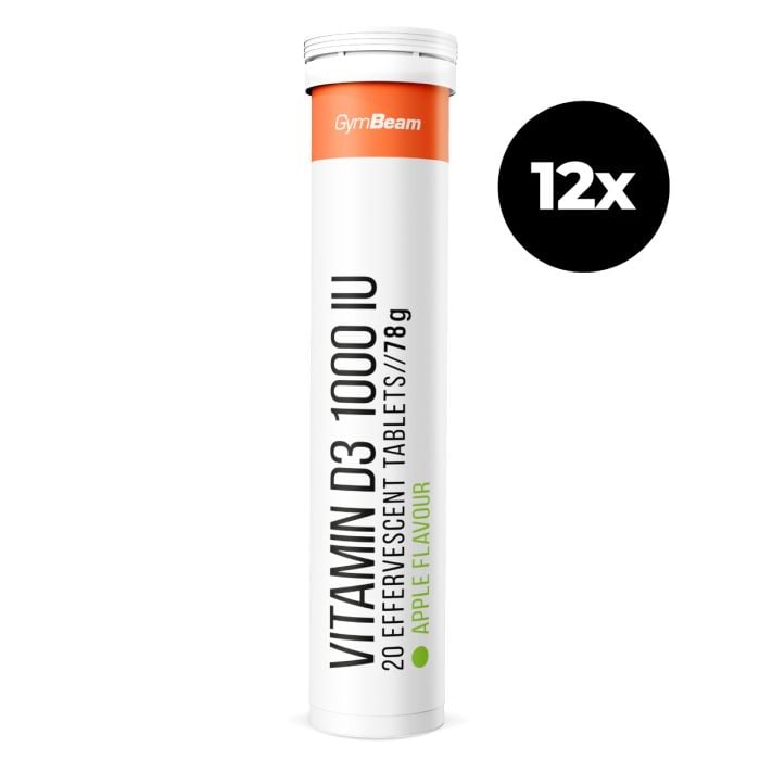 Αναβράζουσα βιταμίνη D3 1000 IU - GymBeam Πράσινο Μήλο - 20 ταμπ.