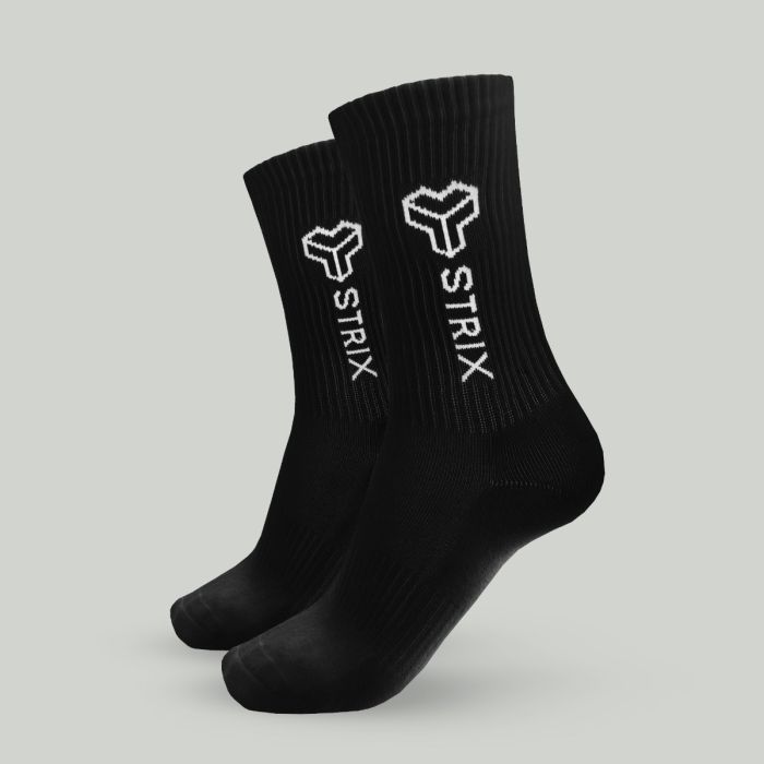 Essential Crew Socks 2Pack Black - STRIX L