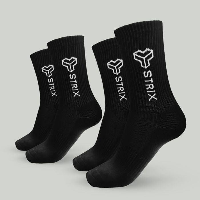 Essential Crew Socks 2Pack Black - STRIX L