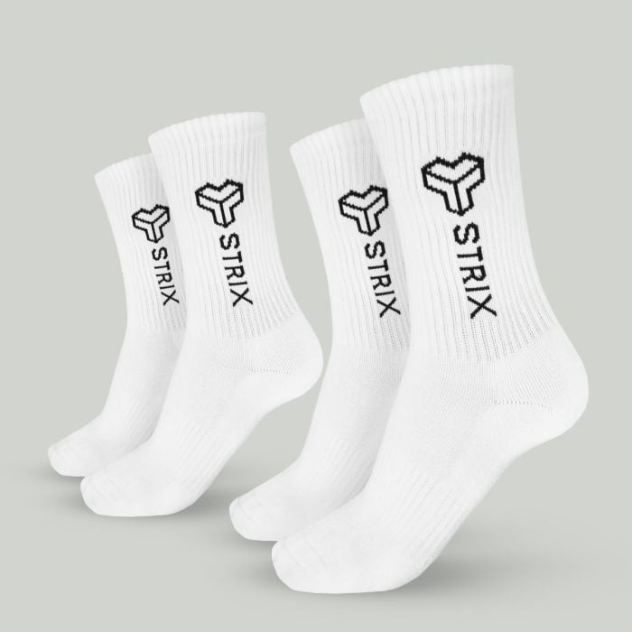 Essential Crew Socks 2Pack White - STRIX L