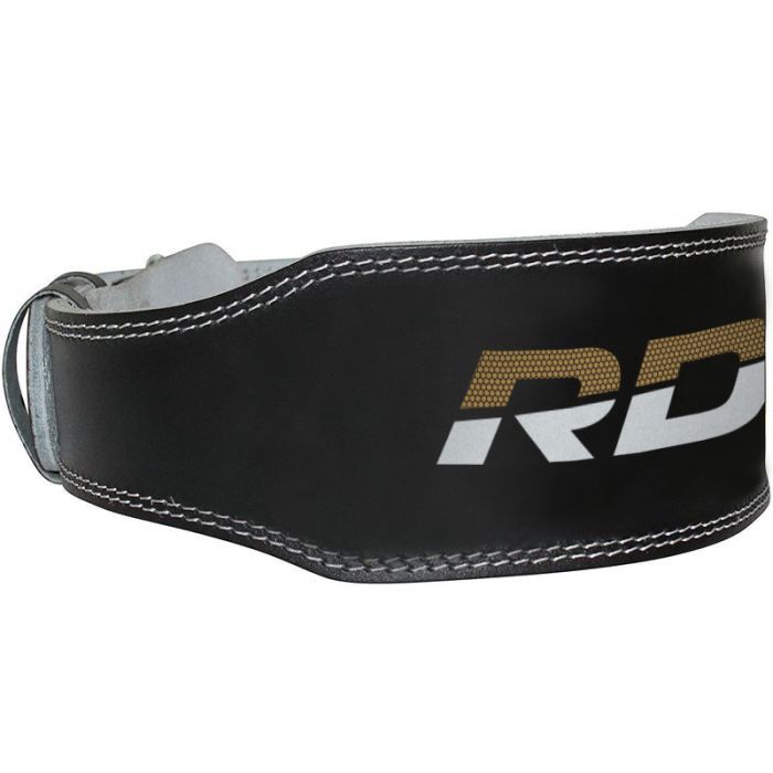 Fitness belt 6“ Leather Black/Gold - RDX Sports XXL