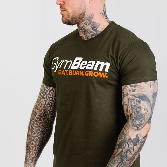 Grow Ανδρικό T-shirt Military Green - GymBeam XXXL