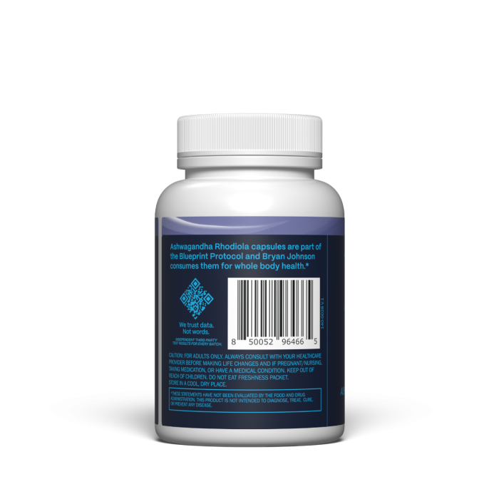 Ashwagandha & Rhodiola - Blueprint by Bryan Johnson 30 καψ.