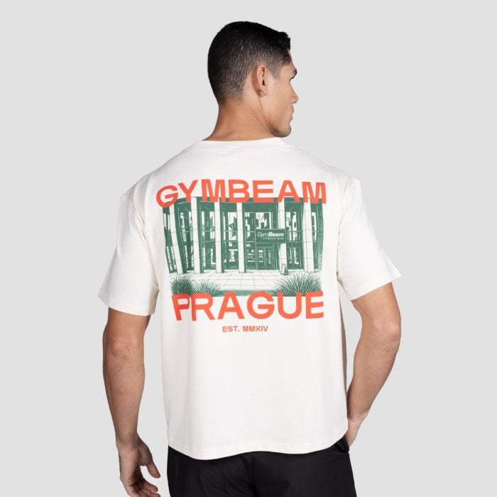 Prague T-shirt Cream - GymBeam XXL