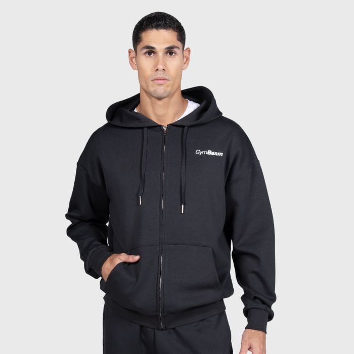 Relay Zip Hoodie Black - GymBeam L