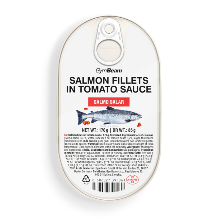 Φιλέτα σολομού σε σάλτσα ντομάτας - GymBeam 170 g