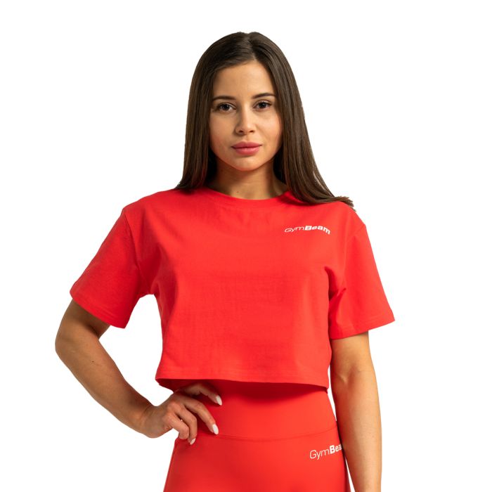 Γυναικείο T-Shirt Limitless Cropped Hot Red - GymBeam L
