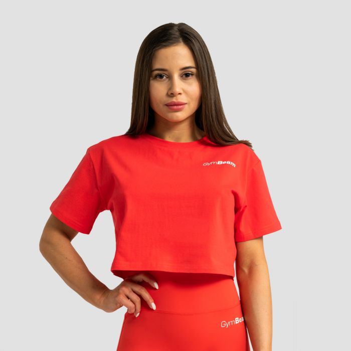 Γυναικείο T-Shirt Limitless Cropped Hot Red - GymBeam