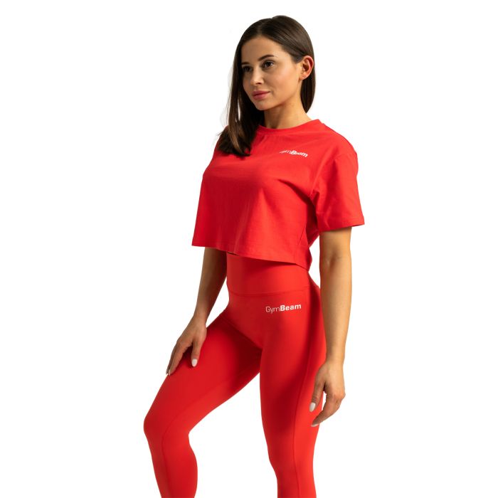 Γυναικείο T-Shirt Limitless Cropped Hot Red - GymBeam L