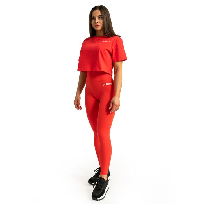 Γυναικείο T-Shirt Limitless Cropped Hot Red - GymBeam L