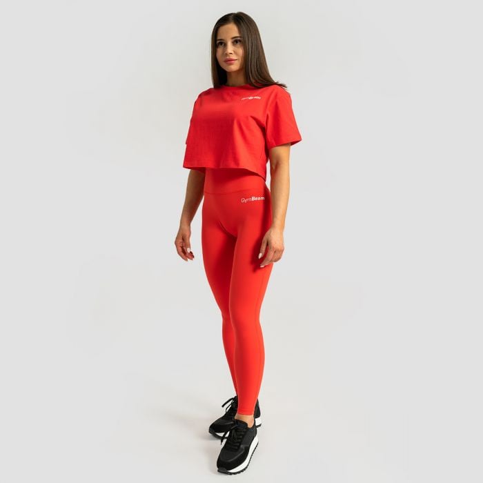 Γυναικείο T-Shirt Limitless Cropped Hot Red - GymBeam L