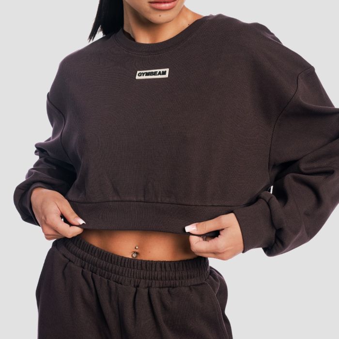 Γυναικείο Cropped Φούτερ Aura Tee Brown - GymBeam M