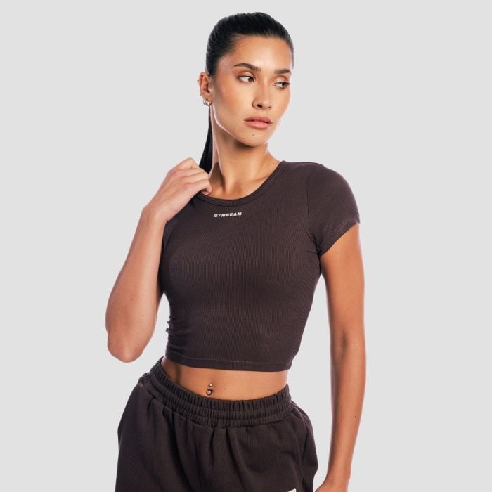 Γυναικείο Aura Cropped T-Shirt Brown - GymBeam M