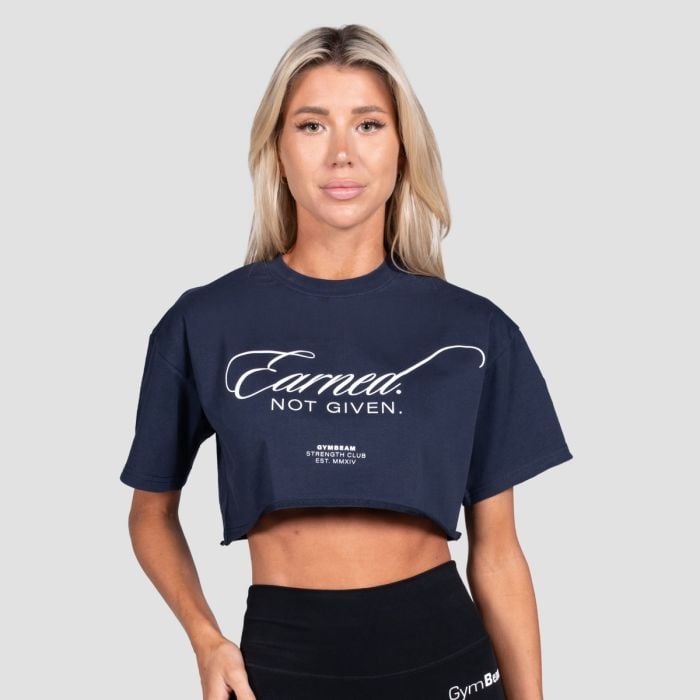 Γυναικείο Earned Cropped T-shirt Midnight - GymBeam S