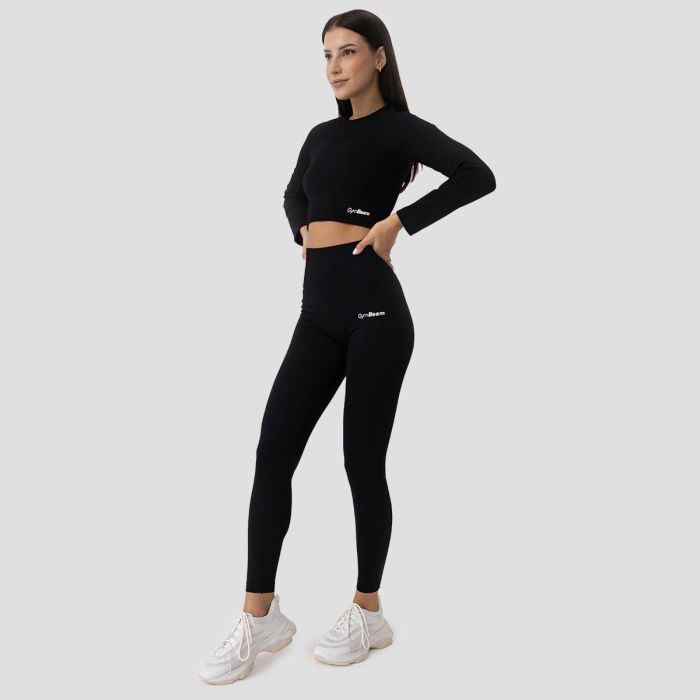 Γυναικείο FLO Ribbed CropTop Black - GymBeam XL