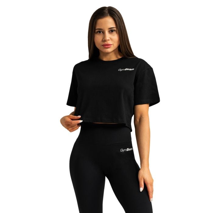 Γυναικείο T-Shirt Limitless Cropped Black - GymBeam S