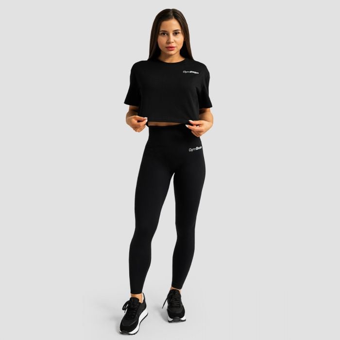 Γυναικείο T-Shirt Limitless Cropped Black - GymBeam S