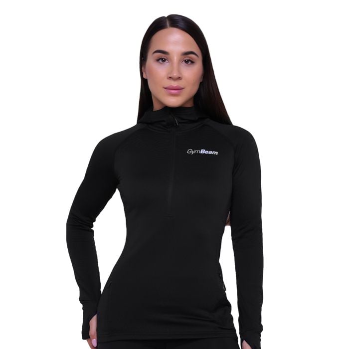 Γυναικείο φούτερ Pulse 1/2 Zip Running Black - GymBeam M