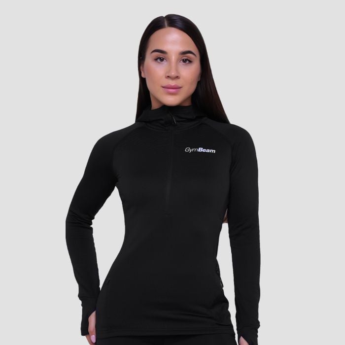 Γυναικείο φούτερ Pulse 1/2 Zip Running Black - GymBeam M