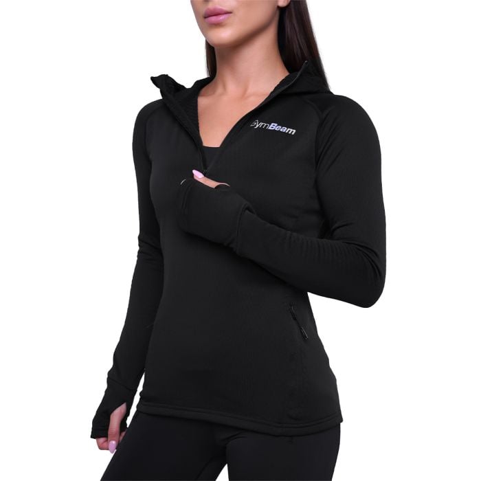 Γυναικείο φούτερ Pulse 1/2 Zip Running Black - GymBeam M