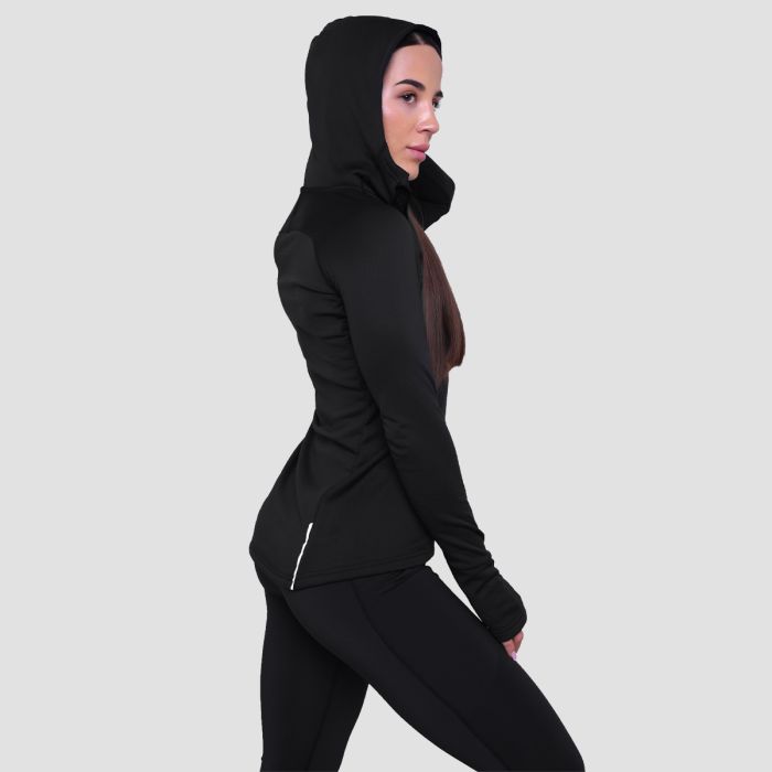 Γυναικείο φούτερ Pulse 1/2 Zip Running Black - GymBeam M