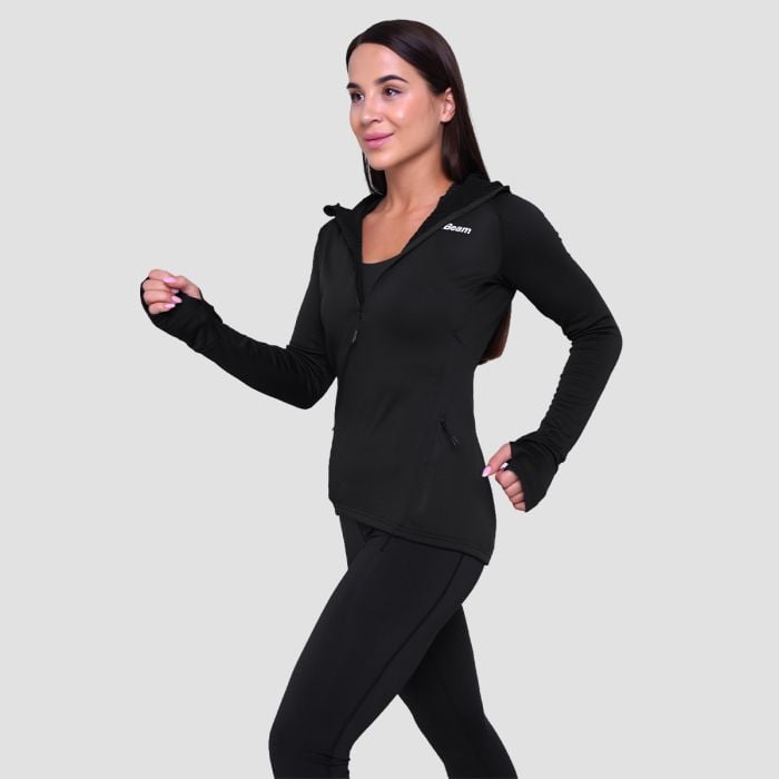 Γυναικείο φούτερ Pulse 1/2 Zip Running Black - GymBeam M