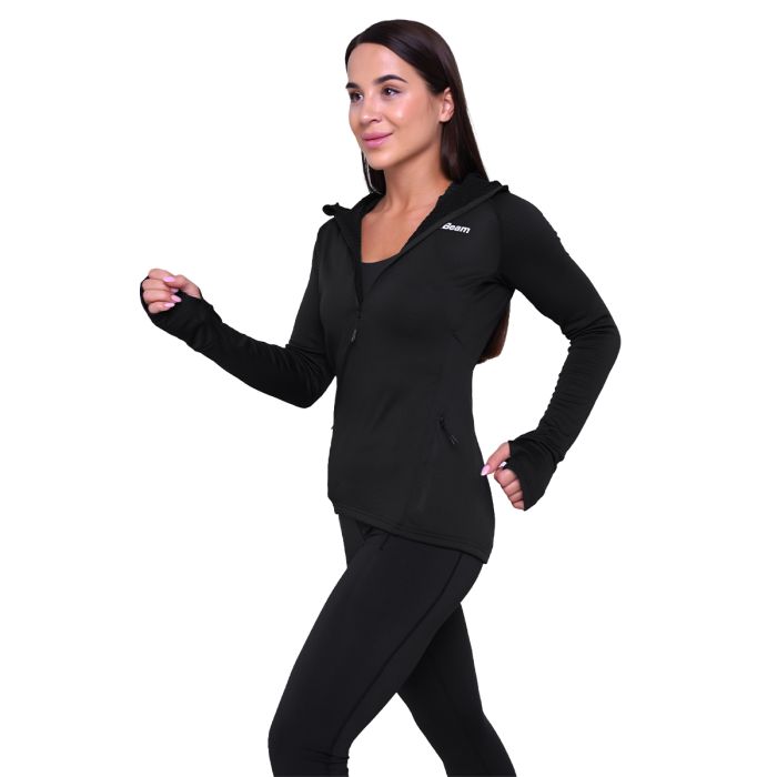 Γυναικείο φούτερ Pulse 1/2 Zip Running Black - GymBeam M