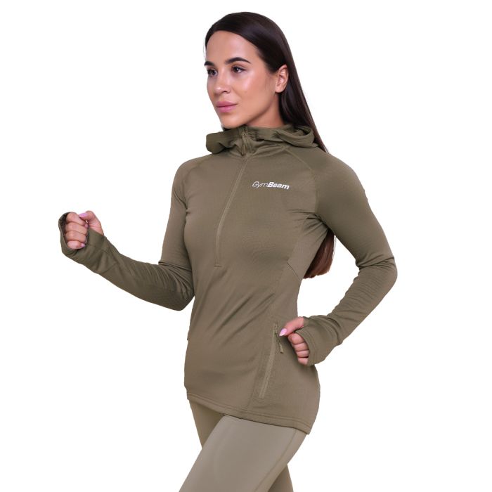 Γυναικείο φούτερ Pulse 1/2 Zip Running Vetiver - GymBeam XXL