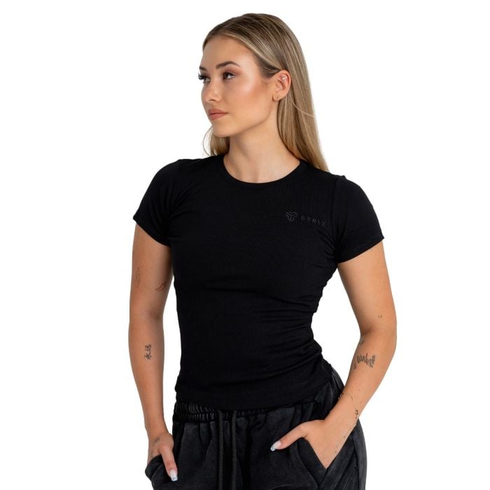 Γυναικείο Ribbed Tee Black - STRIX L