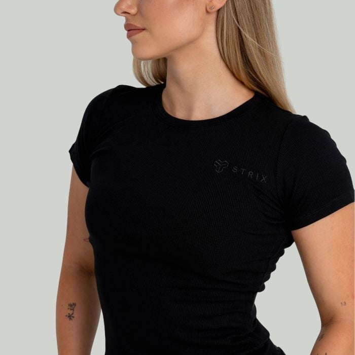 Γυναικείο Ribbed Tee Black - STRIX L