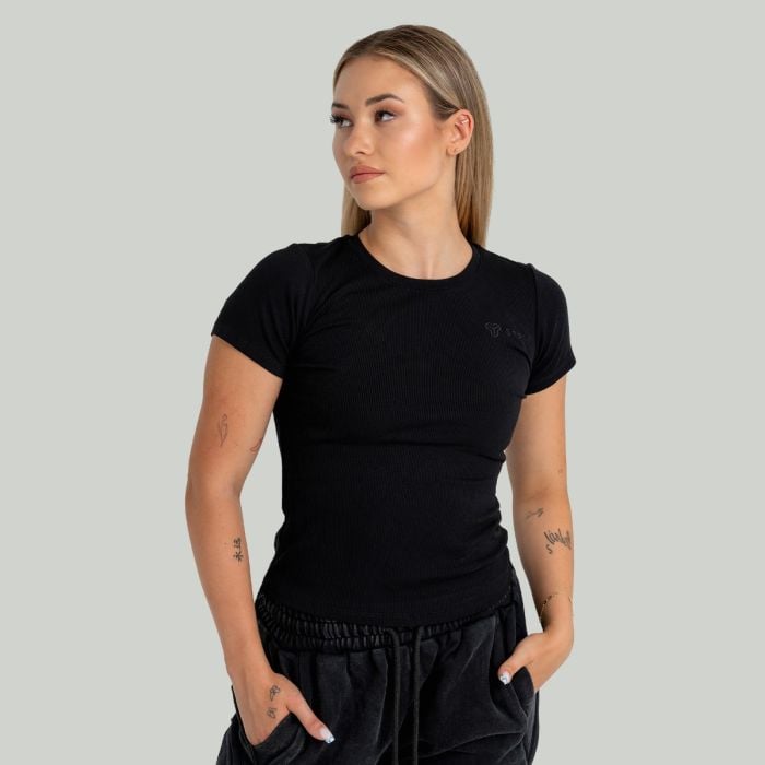 Γυναικείο Ribbed Tee Black - STRIX L