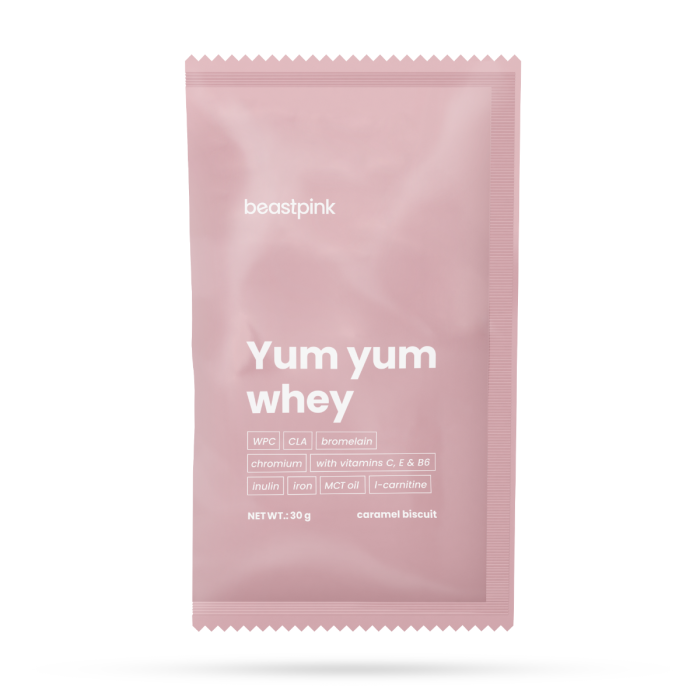Δείγμα Yum Yum Whey - BeastPink 30 g - caramel biscuit